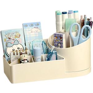 Rotating Desk Organizer with 1 Pen Holder,Pencil Pen Holder for Desk, Pen Organizer with 9 Slots, Desktop Storage Organizers and Accessories for Office Home Art Supplies
