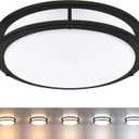 Black Flush Mount Ceiling Light, 13 Inch LED Ceiling Light Fixture with 5CCT(2700K/3000K/3500K/4000K/5000K Adjustable), 23W Saturn Flush Mount Ceiling Lighting for Kitchen Hallway Stairwell