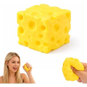 Cheese Squishy Toy, Slow Rising Realistic Cheese Block, Soft Stress Relief Toy, Cute Squeeze Gift for Adults, Home Office School (1 piece)