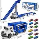 Transport Truck Toys for 3 4 5 6 7 Years Old Boys,Toys Cars Track Set Transporter Trucks with 12 Die-Cast Car Toys 2 Race catapults Dual-Track Model,Toddler Car Toy Set for Kids Boys Girls