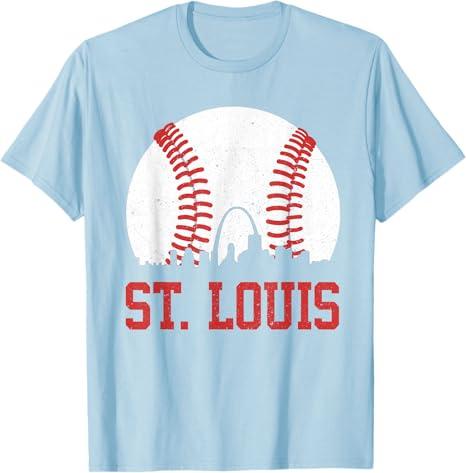 St. Louis Cityscape Vintage Baseball City Men Women Kids T-Shirt, Baby blue, XL St. Louis Cityscape Vintage Baseball City Men Women Kids T-Shirt, Baby blue, XL
