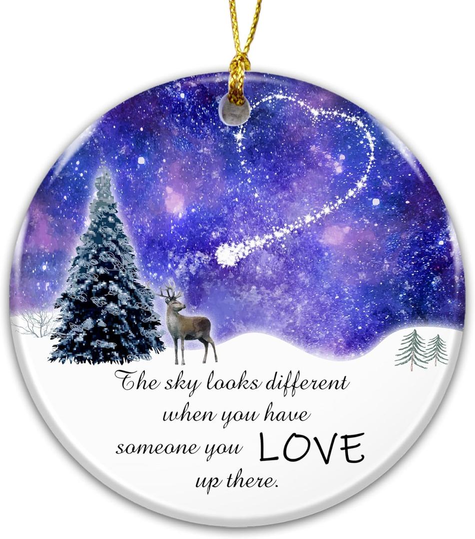 2 x Memorial Ornament  The Sky Looks Different When You Have Someone You Love Up There  Remembrance Gift for Loss of Loved One  Sympathy Bereavement Ornament Keepsake  Memorial Christmas Tree Decor