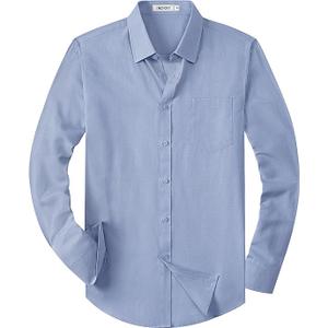 Men's Button Down Shirt Casual Oxford Shirts Untucked Dress Shirt for Men Long Sleeve Button Up Shirt with Pocket, Medium , Blue 