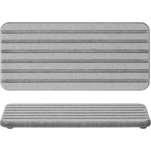 Photect 2Pcs Water Absorbent Diatomite Coasters 8.6x4'' Diatomaceous Earth Drying Ma, Grooved Design Water Absorbing Stone for Home Bathroom Decoration Home Warming Gift (Gray)