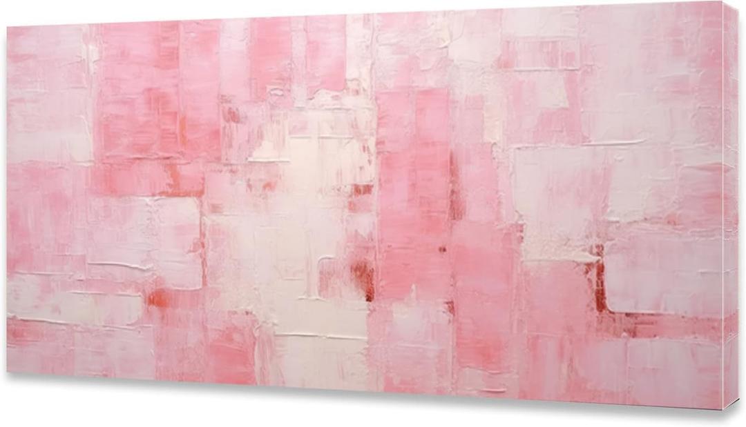 Abstract Canvas Wall Pink Pictures Painting Canvas Wall Artwork Framed for Bathroom Living Room Girls Bedroom Home Decor 20" x 40"