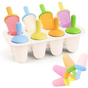 Lamesa Popsicles Molds Silicone, 8 Pieces BPA-Free Ice Pop Mold, Reusable Mini Toddler Popsicle Molds with Sticks, Homemade Small Popsicle Mold for Kids (White)