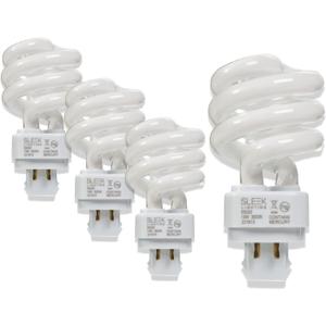 13 Watt T3 Spiral CFL 4 Pin G24Q-1 Base Light Bulb 3500K 800lm - Compact Fluorescent -Neutral White Light 4pack