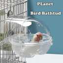 Bird Bath Box for Cage,Parrot Hanging Planet Bathtub No-Leakage Transparent Omnidirectional Observation Tub Shower Box Birds Cage Accessory for Canary Parrot Cockatiel Lovebird