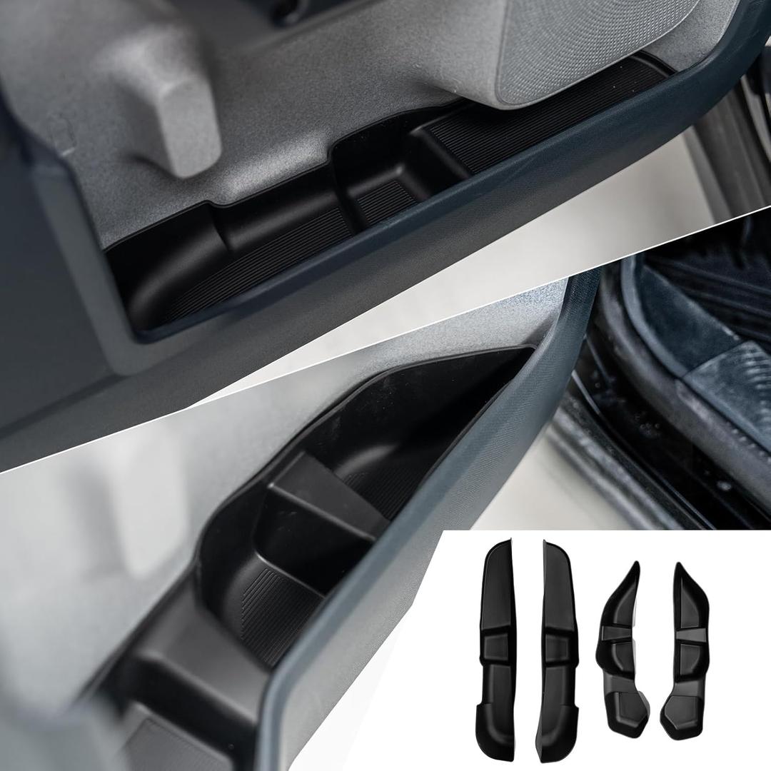 Door Side Storage Tray Compatible with 2022-2025 (Not fit 2026) Ford Maverick Side Door Storage Box Car Side Organizer Phone Pocket Silicone Front & Rear 4PCS Maverick Accessories (Black)
