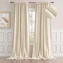 MIULEE Beige Faux Linen Blackout Curtain 96 Inch Long 2 Panels Set Rod Pocket/Back Tab/Pinch Pleated Floor to Ceiling Room Darkening Textured Black Out Track Drapes for Bedroom Living Room