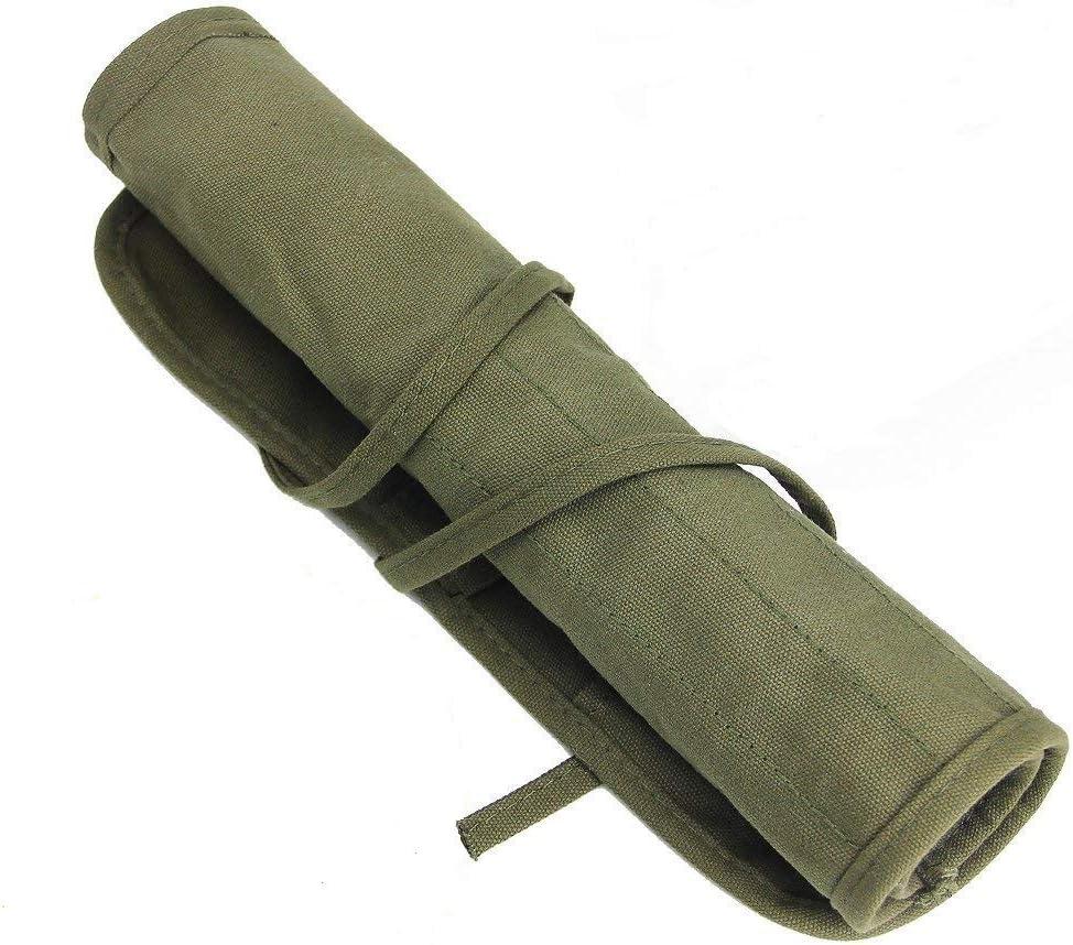 22 Slots Paint Brush Storage for Acrylic Oil Watercolor Brush Roll up Case Army Green Canvas Paint Brush Holder (13 * 15.7IN)