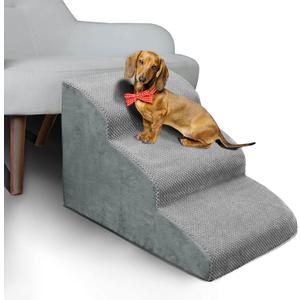 3 Steps High Density Foam Dog Stairs Ramps,Non-Slip Pet Steps for Older Dogs,Pet with Joint Pain, Sofa Bed Ladder for Cats, 23.62"D x 15.7"W x 15.7"H