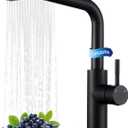 Kitchen Faucet with Pull Down Sprayer, Waterfall Single Hole Single Handle Sink Faucets with Pull-Down Sprayer for RV Kitchen Camper, Matte Black