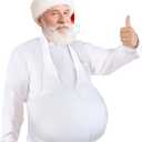 Santa Belly Fat Stuffer Costume for Santa Claus Men Suit Big Stomach Unisex Padded Christmas Halloween Party Cosplay (White)