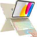 for iPad A16 11th Generation/ 10th Generation Case with Keyboard, Touch Keyboard for iPad 11" / 10th Gen 10.9 inch 2022-10 Color Backlight, 360° Rotatable Protective Cover (Rock Grey)