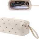 RSRSLEII Large Quilted Hair Tools Travel Bag with Bow Pattern,Waterproof Hair Styling Accessories Storage Case for Shark FlexStyle, Dyson Airwrap Hair Dryer, Curling Iron, Revlon Hair Tools(Beige)