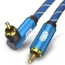 EMK 90 Degree Subwoofer Cable RCA Cable Male to Male Digital Coaxial Audio Cable for Subwoofer, TV, Sound Bars, Amplifier,Speaker(10FT/3M)