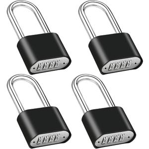 4pcs Combination Lock, 4-Digit Heavy Duty Combo Lock, Combination Padlock Outdoor Waterproof Gate Locks for Outdoor Fence, Locker, Sheds, Gym, Gate Hasps(4pcs, Long Shackle)