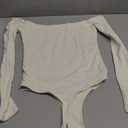 REORIA Women's Crew Neck Long Sleeve Bodysuits Basic Slim Fit Comfy Lightweight Layering Top Fall Winter Outfits (White) XS