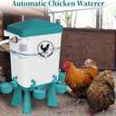 Chicken Waterer, 3 Gallons Automatic Chicken Waterers with 5ft Pipe, Float Controlled Automatic Poultry Water Feeder, 5 Chicken Waterer Cups (Blue, 3 Gallons)