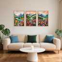 Celestdeco Colorful Wildflower Blossom Framed Canvas Wall Art Set,Mountain Flowers Wall Painting, Abstract Landscape Wall Decor,Natural Ridge Floral Art Print for Living Room,Dining Room,Office - 24"x36"x3