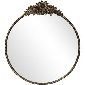 Round Baroque Style Antique Mirror, 24" Metal Circle Vintage Wall Mounted Decorative Mirror for Entryway,Bathroom,Vanity, Retro Black