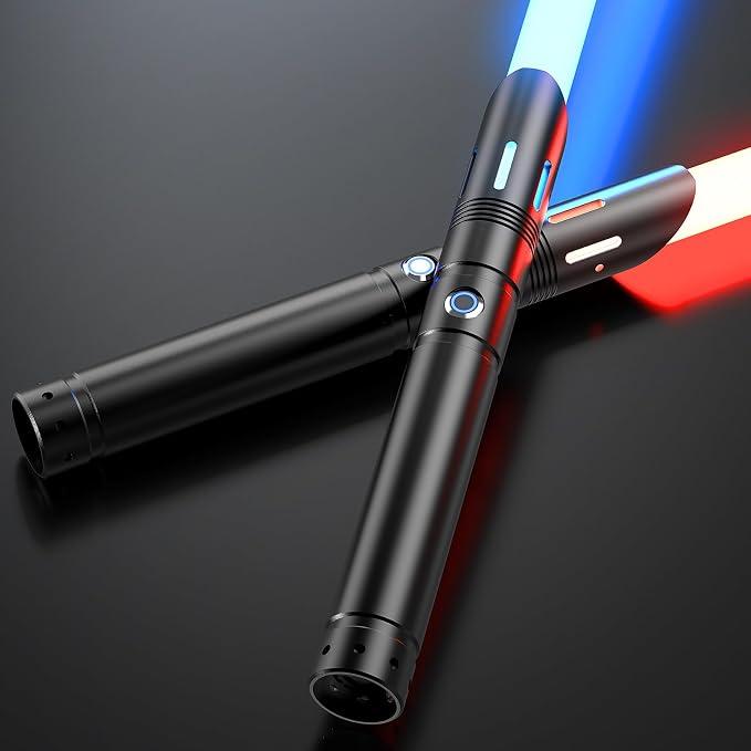 Double Blade Light Saber, 4 Sound Sources, 12 RGB Colors, FX Metal Handle, 40 Inch, 2 Pack for Adults/Kids, Birthday, Halloween Cosplay