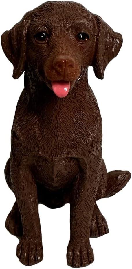 Sitting Dog Figurine Statue | Labrador Retriever | German Shepherd | Golden Retriever | French Bulldog | Rottweiler  (Chocolate Labrador Retriever)