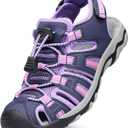 DREAM PAIRS Boys Girls Summer Outdoor Athletic Sport Sandals Walking Hiking Hook and Loop Adjustable Multicolor for Toddler/Little/Big Kids (Purple/Light/Grey), Size 11 US