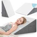 Yojoker Wedge Pillow for Sleeping - 12 Inch Triangle Pillow Wedge, Memory Foam Bed Wedge Pillow for Headboard, Sleep Wedges for Snoring, Acid Reflux, Post Surgery Back Pain Relief, Washable Cover