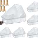 Qualirey 6 Pcs Mice Station with Key Triangle Mouse Station Lockable Reusable Bait Box, Enclosed Design for Indoor and Outdoor Use, Suitable for Small Mice (Translucent)
