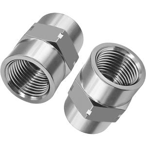 Beduan Stainless Steel Reducing Coupling Adapter 1/2" NPT Female x 3/8" NPT Female Hex Coupler Pipe Fitting for Air Water Gas Oil(Pack of 2)