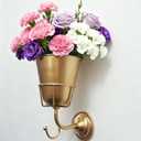 Gold Wall Vase, Hanging Home Decor, Vintage Brass Container Vase, Eclectic Hanging Decor, Multifunctional Hanging Organizer, Wall Mounted for Kitchen Bathroom Organization Decor