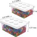 Plastic Storage Bins with Lids - Stackable Toy Storage Organizer Box Set of 2, Toy Chests with Compatible Building Baseplate and Lid, Storage Container for Building Bricks & Toys- White