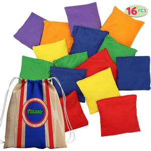 JOYIN 16 Cornhole Bean Bags for Tossing (4.7 x 4.7), Durable Nylon All-Weather Game, Includes 15 Bean Bags and a Carry Bag, Cornhole Game Set, Party Supplies for Kids & Adults