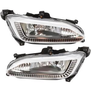 Pair Fog Light Assembly Compatible with Santa Fe 2013 2014 2015 Left and Right Halogen Lamp Passenger & Driver Side