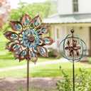 Mesmerizing Copper Lily Wind Spinner Dual-Tone | Petal-in-Petal Design | Independent Rotors | Brushed Copper & Antique Blue |All Seasons | 24" Wx75 H