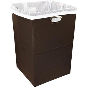 Extra Large Laundry Hamper with Laundry Bag, Foldable Clothes Basket with Metal Handles & Moisture-Resistant Base, Premium Durable Fabric for Bathroom, Dorm, and Family (Brown)