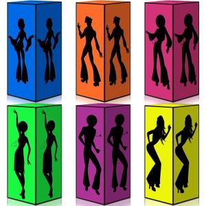 Spiareal 6 Pcs 70s Decor Disco Box 70s Party Decorations 70s Disco Table Paper Centerpiece Decorations for Hippie Retro Music Theme Birthday Party Favors