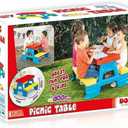 DOLU : Big Plastic Picnic Table for 4 - Blue, Red, Yellow - Indoor & Outdoor Use, 44lb Capacity, 44x77x71, Designed for Toddlers & Kids Ages 2+, 43 inches x 77 inches x 71 inches