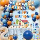 Blue Dog 2nd Birthday Party Supplies Blue & Orange Themed Second Birthday Decorations Backdrop Balloons Arch Box High Chair Banner Bday Party Idea for Baby Boys|Girls
