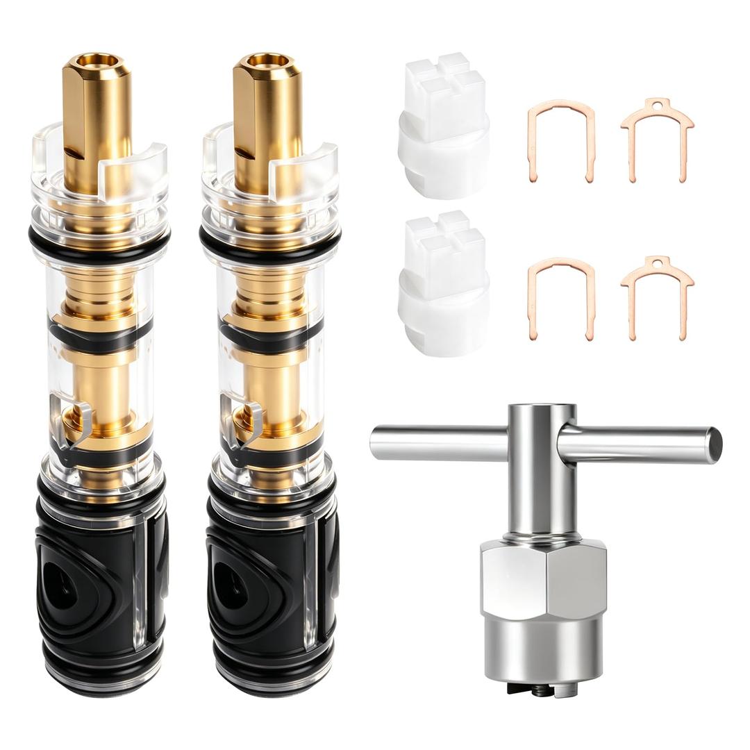 2 Set Replacement Cartridge with 104421 Removal Tool, Compatible with Moen for 1225/1225B Shower Cartridge for One Handle Bathroom Faucets/Showers (2) One Piece Missing