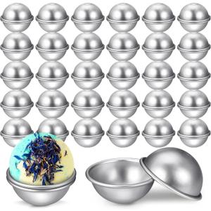 Patelai 32 Pcs Metal Bath Bomb Molds 6 Cm/ 2.4 Inch, EasyRelease Soap Mold & Bath Bombs Press for DIY Making Supplies, Ideal Gift for Spa Handmade Crafts