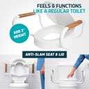 Lunderg Raised Toilet Seat with Handles - Round - Easy to Install Toilet Seat Risers for Seniors - Adds 3 Inches & Works like the one you’ve always used - Elegant design - No Hospital Vibe