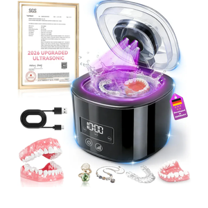 5.0 Upgraded Ultrasonic Retainer Cleaner, Top1 German Motor, SGS-Certified 50KHz Ultrasonic & Dual Tech, 4.0 Smart Chip, Rechargeable for Denture, Braces, Night Guards, Aligner, Toothbrush, Jewelry