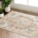 jinchan Area Rug 2'x3' Entryway Rug Washable Doormat Vintage Retro Indoor Distressed Door Mat Accent Floor Cover Lightweight Non Slip Low Pile Carpet for Bathroom Kitchen Living Room Bedroom Brick Red