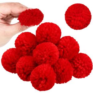 Syhood 20 Pcs Christmas Yarn Pom Poms Balls for DIY Handmade Crafts Fuzzy Pompoms for Christmas DIY Hats Thanksgiving Party Holiday Hanging Home Decorations(1.5 Inch,Red)