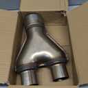 T409 Stainless Steel Y Pipe 3'' Inch ID Single to 2'' Inch ID Dual Stamped Exhaust Adapter Connector, Overall Length: Approx. 10", Universal