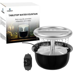 Tabletop Fountains Indoor, Great Gift for Christmas, Small Desk Waterfall Fountain for Living Room/Office Zen/Home Dcor, Aluminum Die Casting Pot, Silver