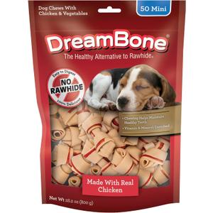DreamBone Mini Chew, Made with Real Chicken & Vegetables, Rawhide Free Chews For Dogs, 50 Count (EXP 02/06/29)